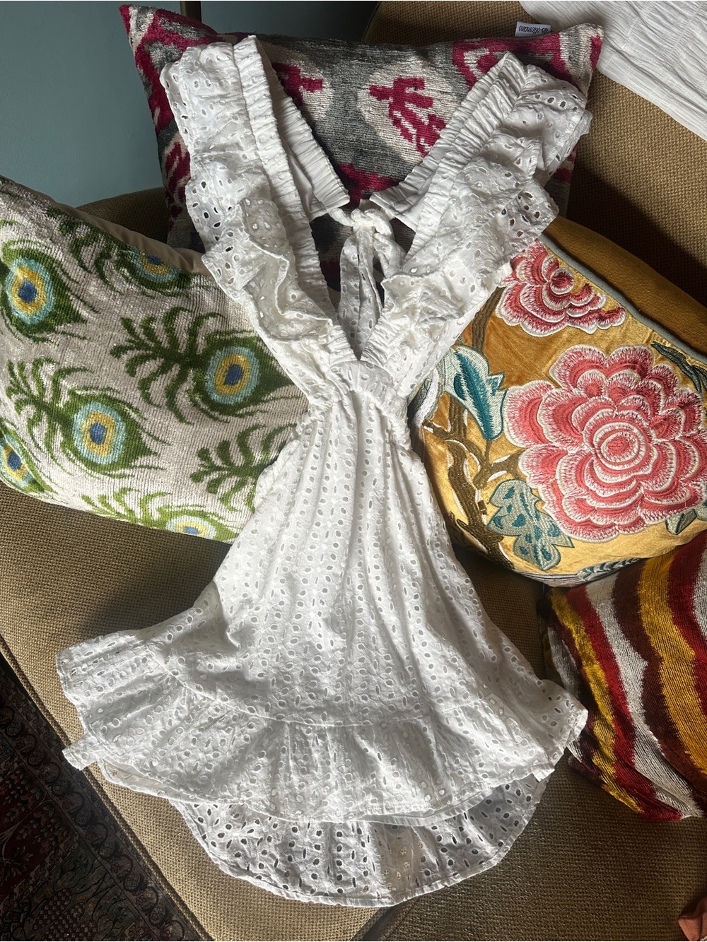 Lulus White Eyelet Ruffle Mini Dress XS